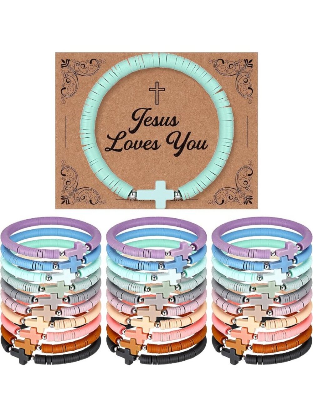 30-Piece Cross Bracelets Set for Kids, Girls, Teens & Women - Stylish & Fun!